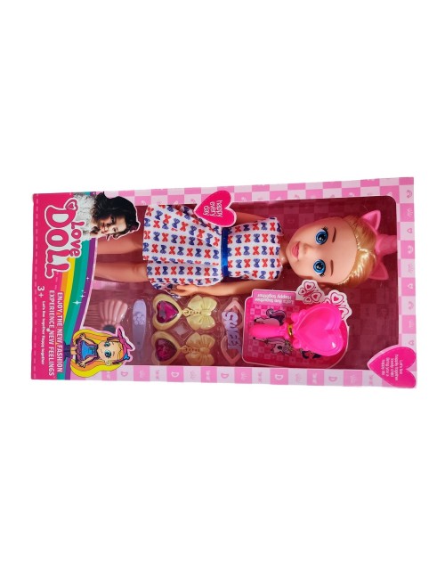 Muñeca Con Diadema + Accesorios De Juguete Niñas