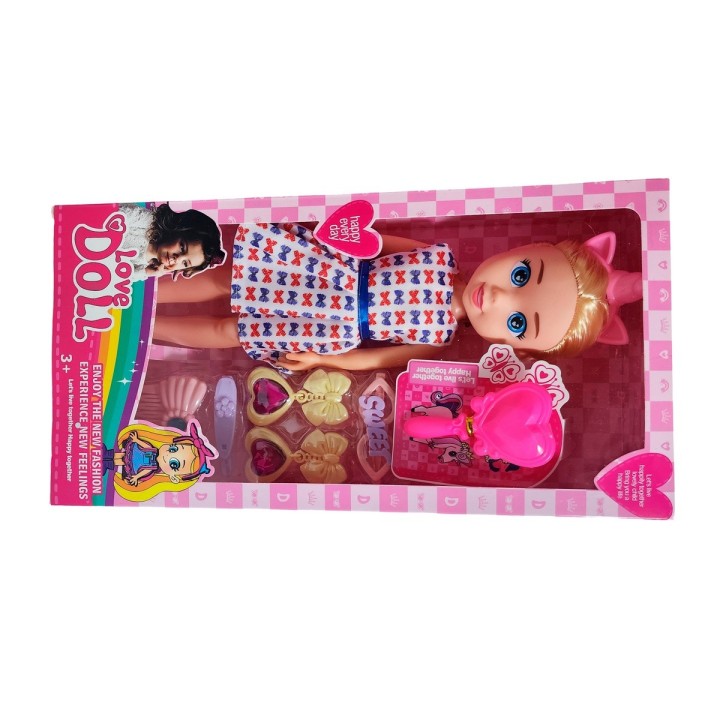 Muñeca Con Diadema + Accesorios De Juguete Niñas
