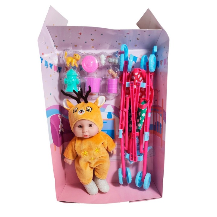 Muñeco Bebe Bebote En Coche + Accesorios Mascota Juguete