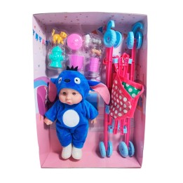 Muñeco Bebe Bebote En Coche + Accesorios Mascota Juguete