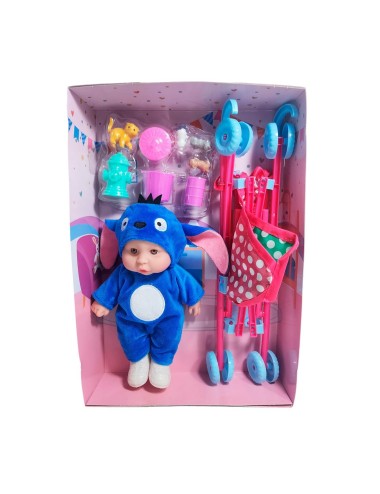 Muñeco Bebe Bebote En Coche + Accesorios Mascota Juguete