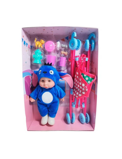 Muñeco Bebe Bebote En Coche + Accesorios Mascota Juguete