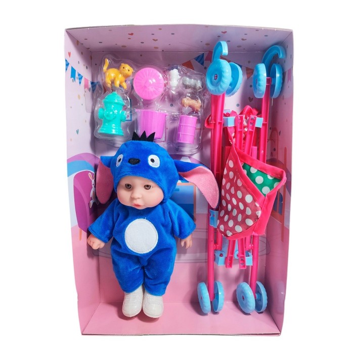 Muñeco Bebe Bebote En Coche + Accesorios Mascota Juguete