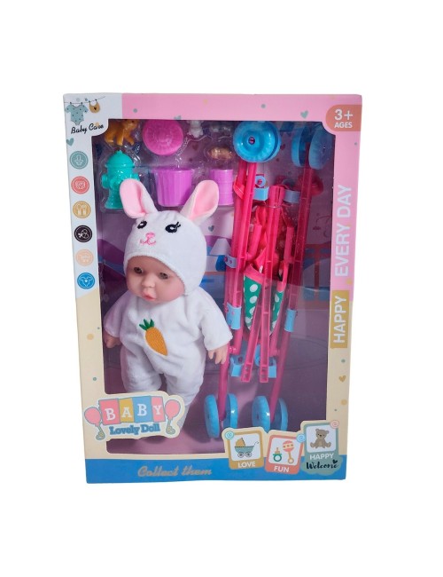 Muñeco Bebe Bebote En Coche + Accesorios Mascota Juguete