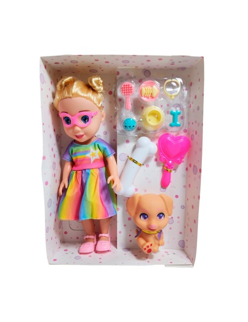 Muñeca Vestido Deportivo Gafas Mascota Y Accesorios Juguete