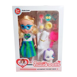 Muñeca Vestido Deportivo Gafas Mascota Y Accesorios Juguete