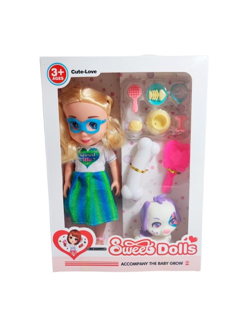 Muñeca Vestido Deportivo Gafas Mascota Y Accesorios Juguete