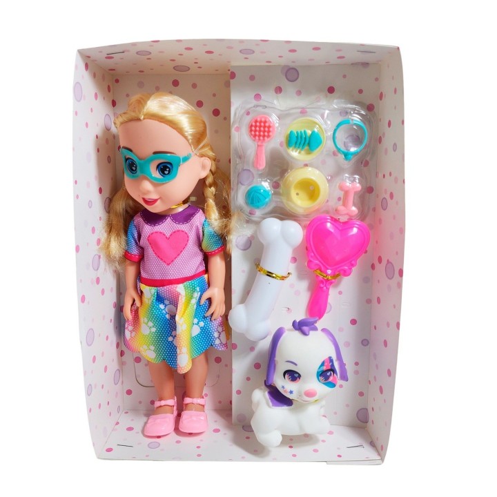 Muñeca Vestido Deportivo Gafas Mascota Y Accesorios Juguete