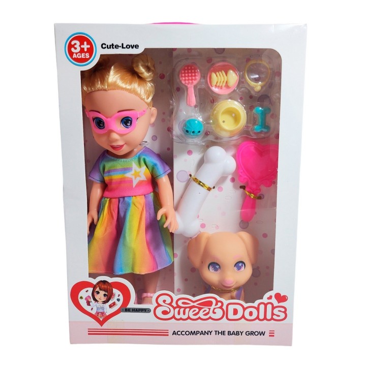 Muñeca Vestido Deportivo Gafas Mascota Y Accesorios Juguete