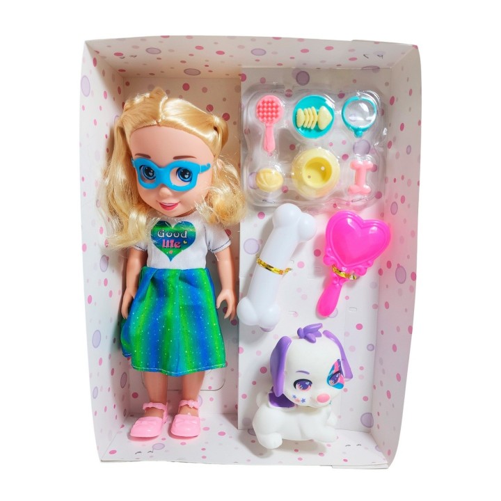 Muñeca Vestido Deportivo Gafas Mascota Y Accesorios Juguete