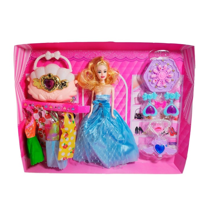 Muñeca Vestido Elegante De Gala Bolso + Accesorios Juguete