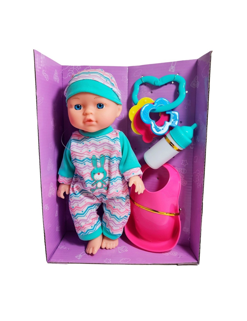 Muñeco Bebe Bebote Pijama Con Tetero Y Sonajero Juguete