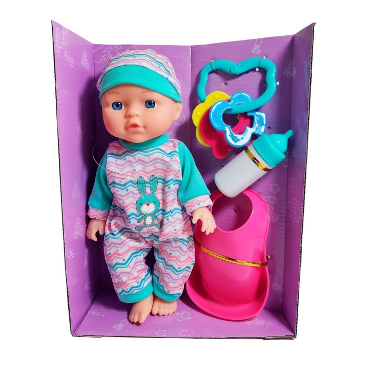 Muñeco Bebe Bebote Pijama Con Tetero Y Sonajero Juguete