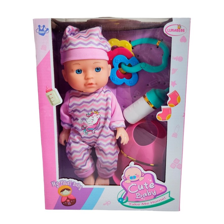 Muñeco Bebe Bebote Pijama Con Tetero Y Sonajero Juguete