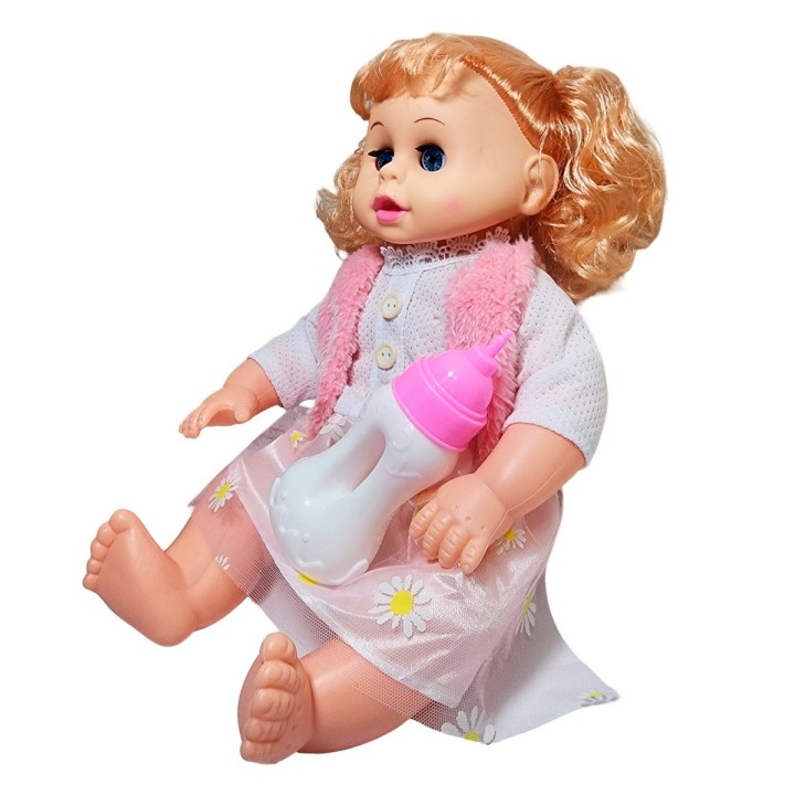 Muñeca Bebe Adorable Con Vestido + Tetero Juguete Niñas
