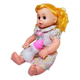 Muñeca Bebe Adorable Con Vestido + Tetero Juguete Niñas