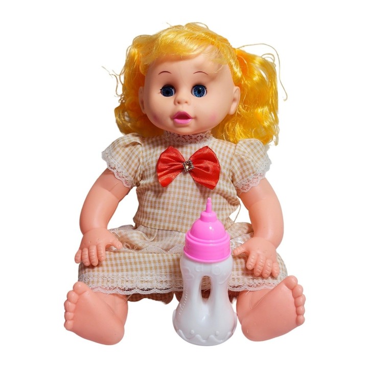 Muñeca Bebe Adorable Con Vestido + Tetero Juguete Niñas
