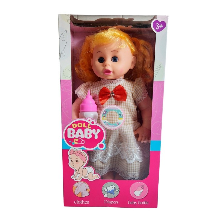 Muñeca Bebe Adorable Con Vestido + Tetero Juguete Niñas