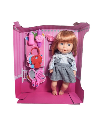 Muñeca Tierna Con Vestido Sonajero + Accesorios Juguete Niña