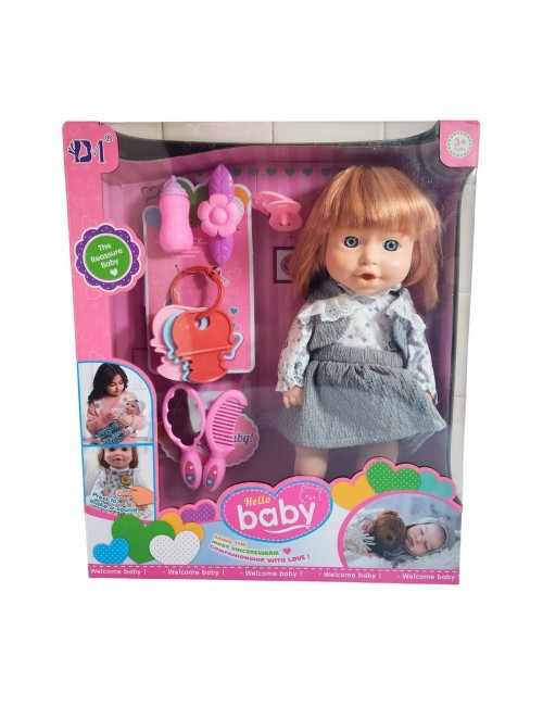 Muñeca Tierna Con Vestido Sonajero + Accesorios Juguete Niña