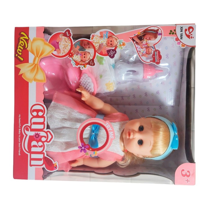 Muñeca Vestido Tetero Bacinilla + Pañal Juguete Niñas