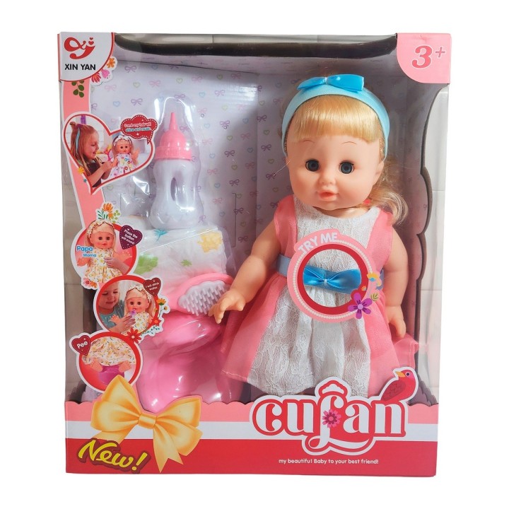 Muñeca Vestido Tetero Bacinilla + Pañal Juguete Niñas