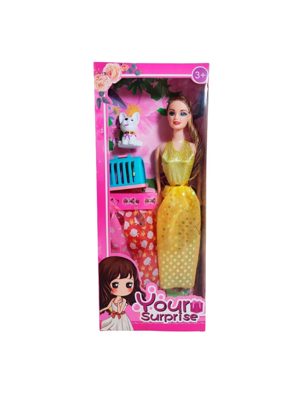 Muñeca Con Vestidos + Mascota Y Accesorio