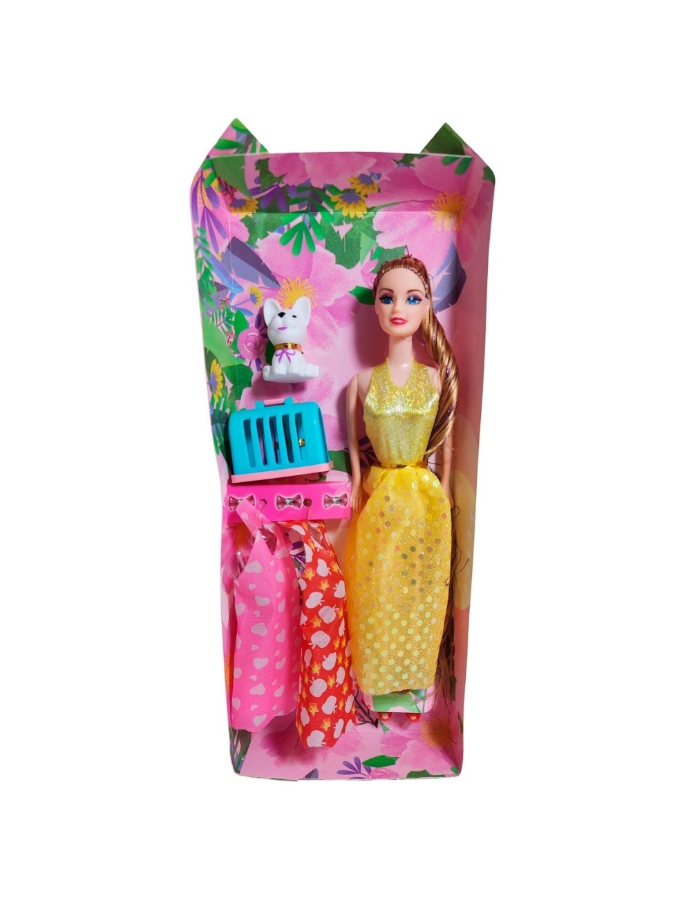 Muñeca Con Vestidos + Mascota Y Accesorio