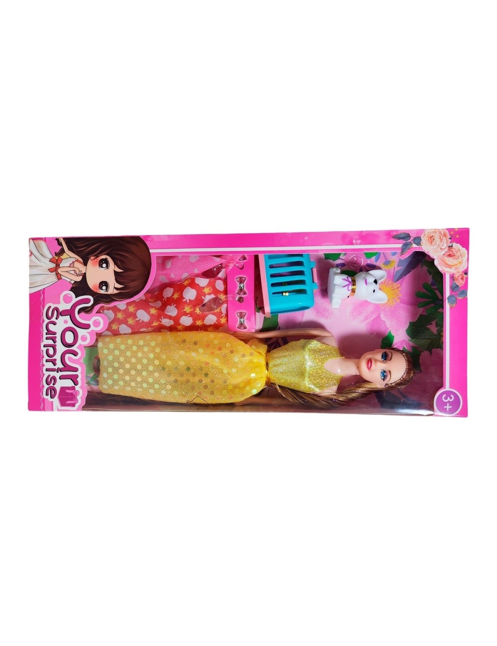 Muñeca Con Vestidos + Mascota Y Accesorio