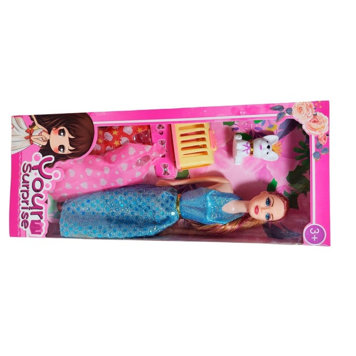 Muñeca Con Vestidos + Mascota Y Accesorio