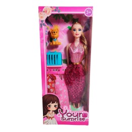 Muñeca Con Vestidos + Mascota Y Accesorio