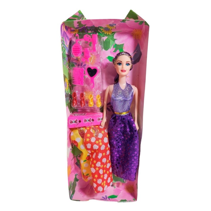 Muñeca Con Vestidos + Zapatos Y Accesorios De Juguete Niñas