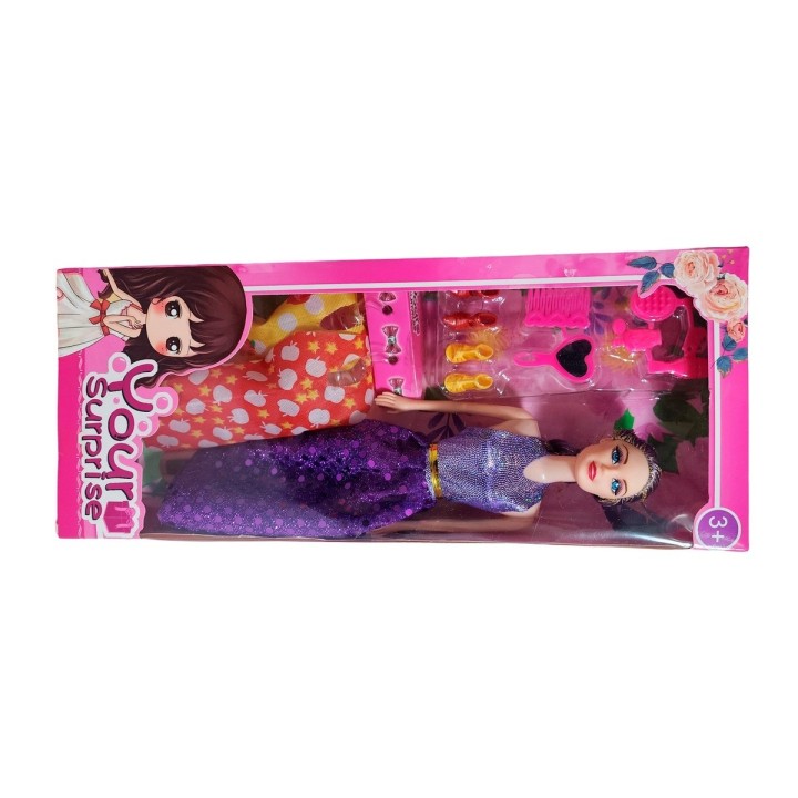 Muñeca Con Vestidos + Zapatos Y Accesorios De Juguete Niñas