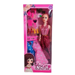Muñeca Con Vestidos + Zapatos Y Accesorios De Juguete Niñas