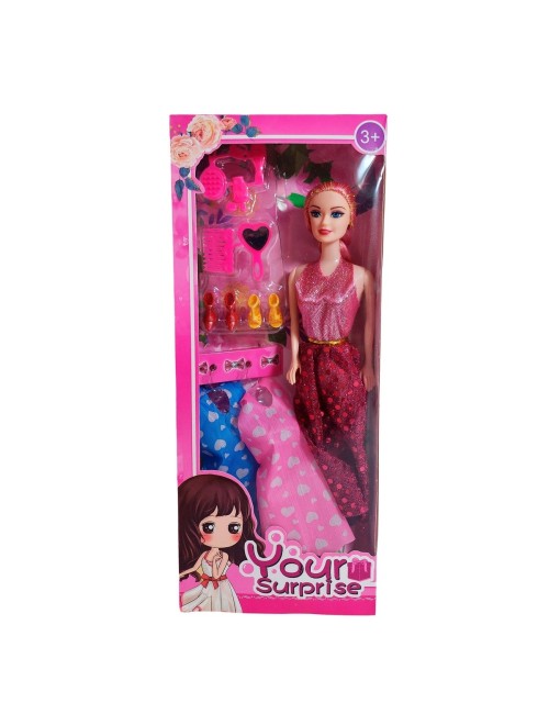 Muñeca Con Vestidos + Zapatos Y Accesorios De Juguete Niñas