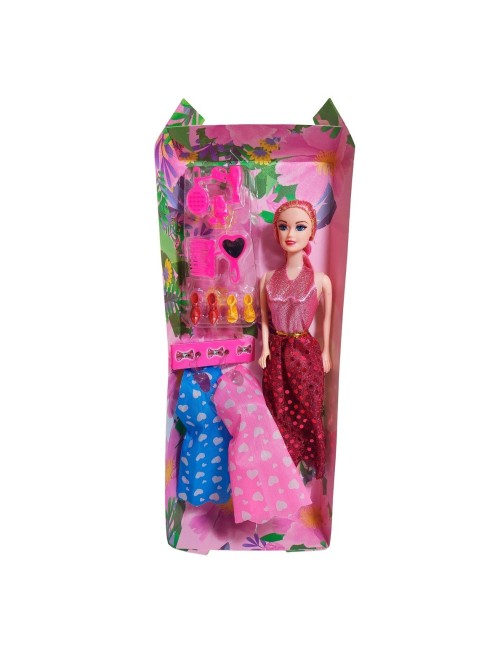 Muñeca Con Vestidos + Zapatos Y Accesorios De Juguete Niñas