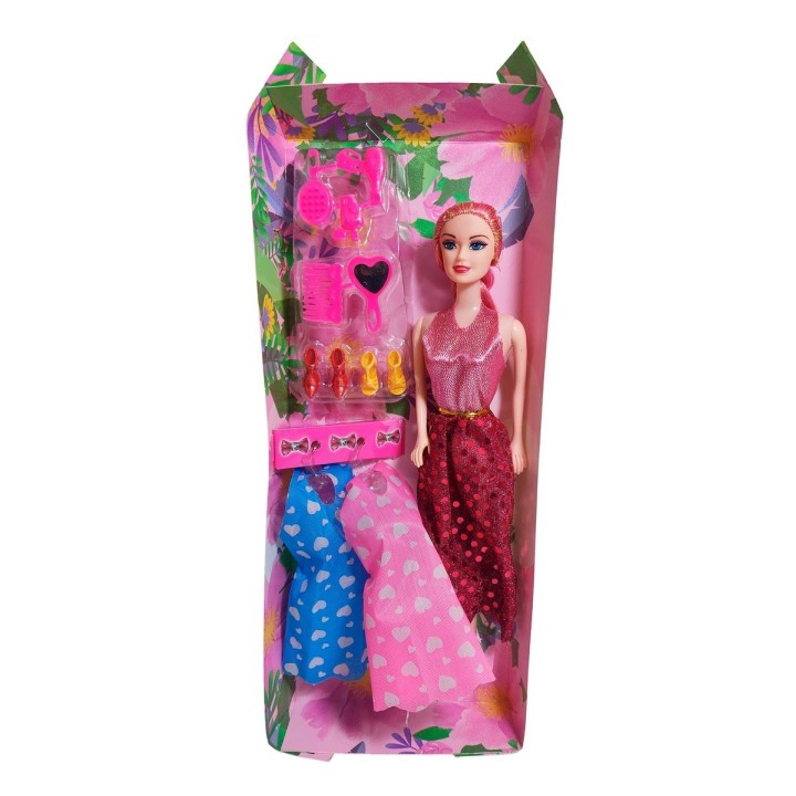 Muñeca Con Vestidos + Zapatos Y Accesorios De Juguete Niñas