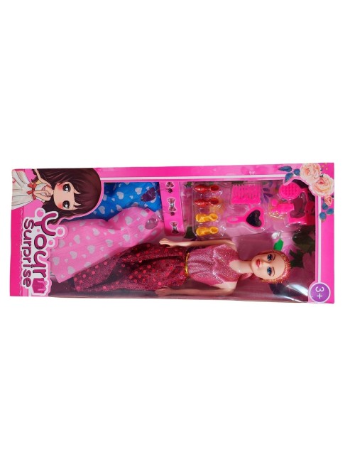 Muñeca Con Vestidos + Zapatos Y Accesorios De Juguete Niñas