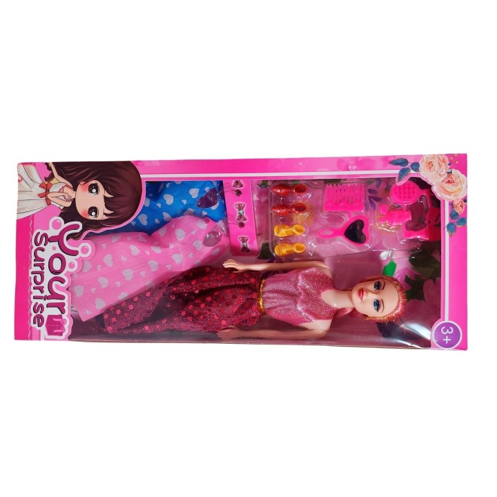Muñeca Con Vestidos + Zapatos Y Accesorios De Juguete Niñas