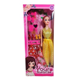 Muñeca Con Vestidos + Zapatos Y Accesorios De Juguete Niñas