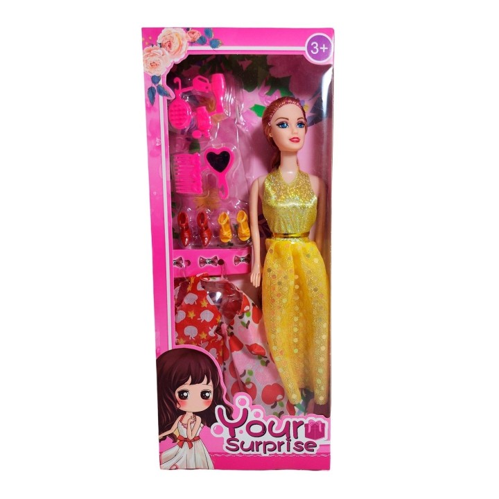 Muñeca Con Vestidos + Zapatos Y Accesorios De Juguete Niñas