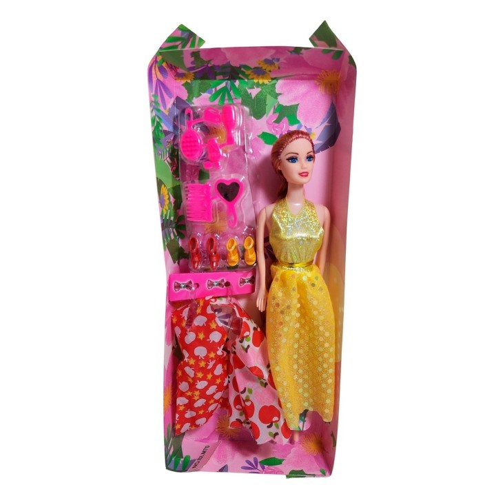 Muñeca Con Vestidos + Zapatos Y Accesorios De Juguete Niñas