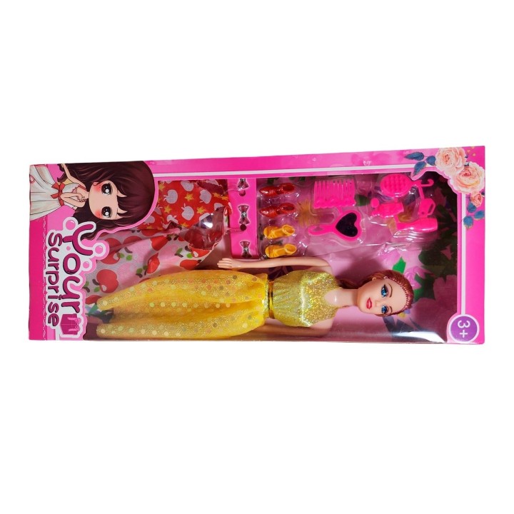 Muñeca Con Vestidos + Zapatos Y Accesorios De Juguete Niñas