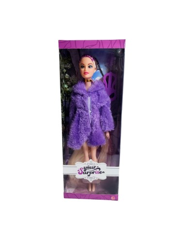 Muñeca Abrigo Peludo Juguete Niñas Interactivo + Accesorio