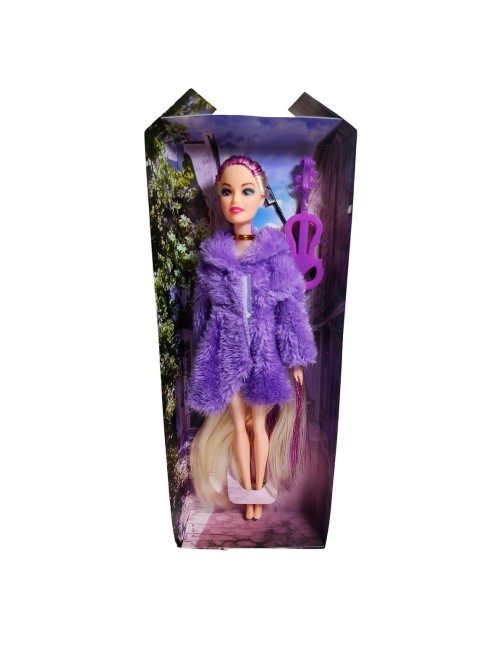 Muñeca Abrigo Peludo Juguete Niñas Interactivo + Accesorio