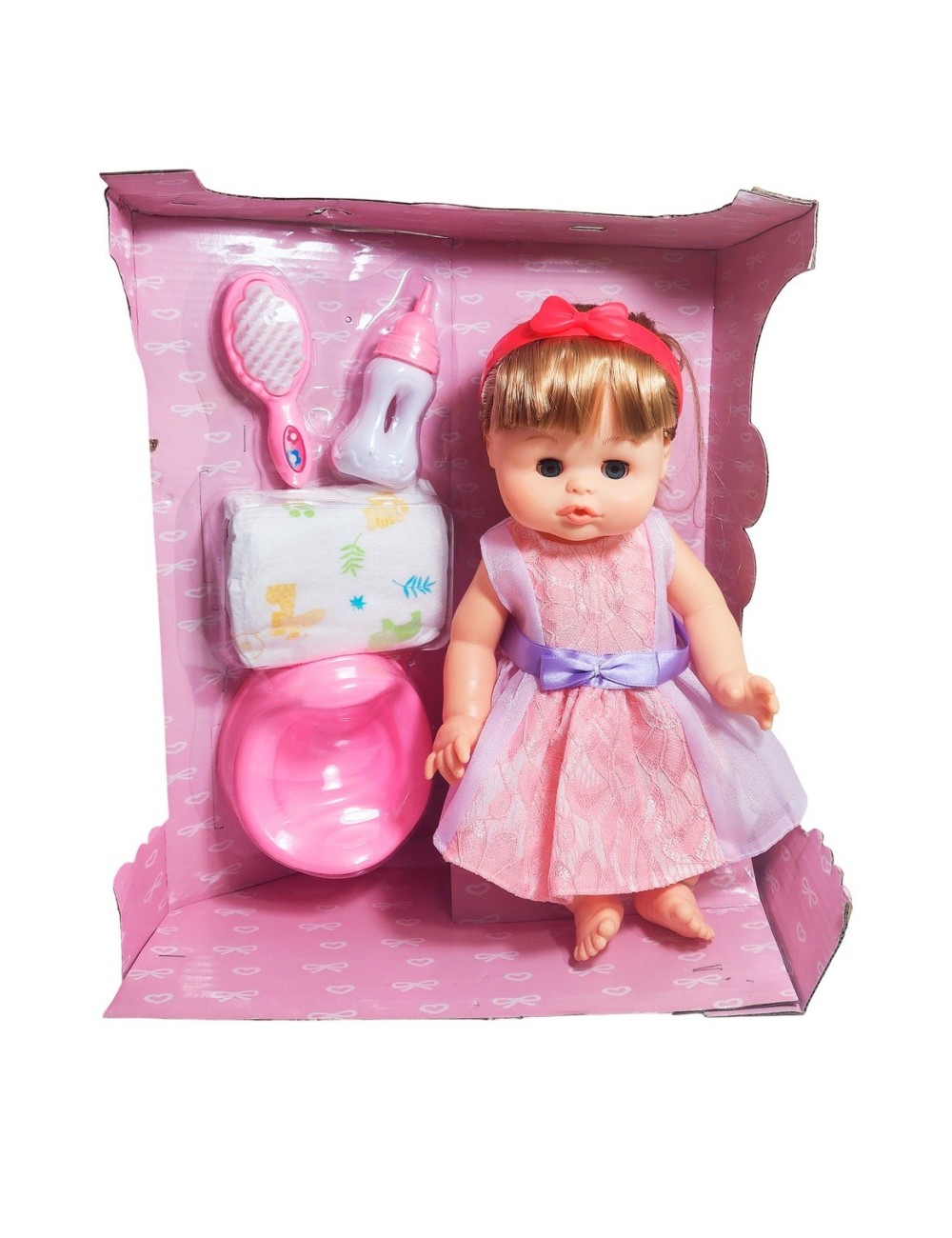 Muñeca Vestido Bacinilla Tetero Peine + Pañal Juguete Niñas