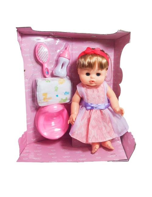 Muñeca Vestido Bacinilla Tetero Peine + Pañal Juguete Niñas