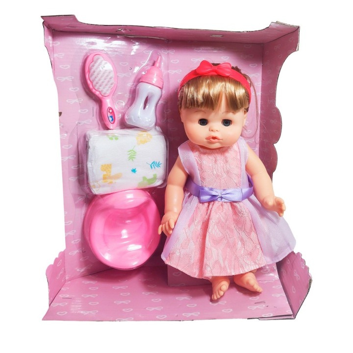 Muñeca Vestido Bacinilla Tetero Peine + Pañal Juguete Niñas