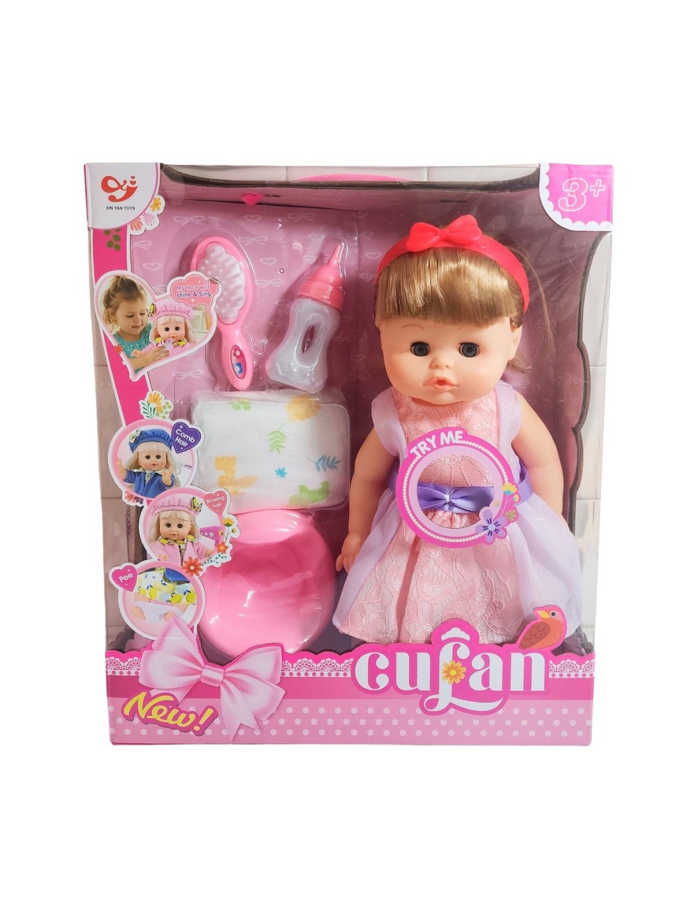 Muñeca Vestido Bacinilla Tetero Peine + Pañal Juguete Niñas