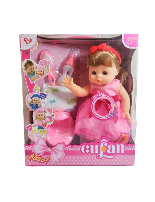 Muñeca Vestido Bacinilla Tetero Peine + Pañal Juguete Niñas